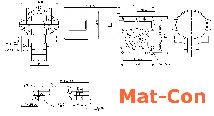 measurements geared motor Longway 89ZYT